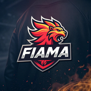 FiamA's promotional image showcases a dynamic logo design. The logo features a fierce flame-like symbol intertwined with bold, modern typography.