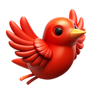 
red  bird flying with long leg 3d
