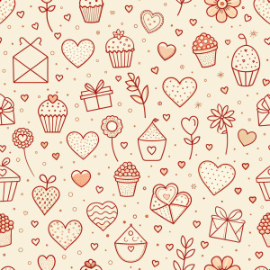 valentine day minimalist doodles for seamless pattern tile, light background