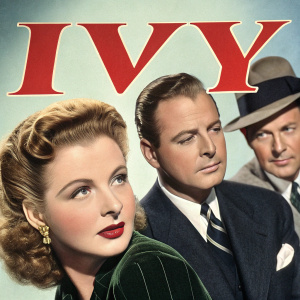 Vintage movie poster featuring Joan Fontaine, Patrick Knowles, Herbert Marshall, and Richard Ney from the 1947 film 'Ivy'.
