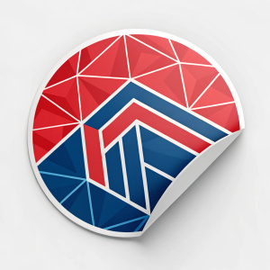 Grok logo sticker with sleek, modern design. Vibrant colors of red and blue create a striking geometric pattern.