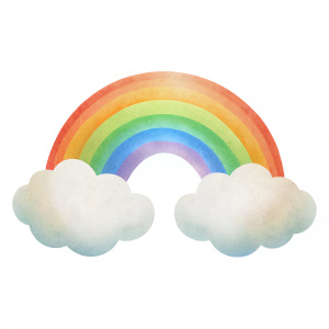 rainbow clouds clipart isolated on 100% white background