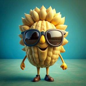 A sunflower seed wearing sunglasses