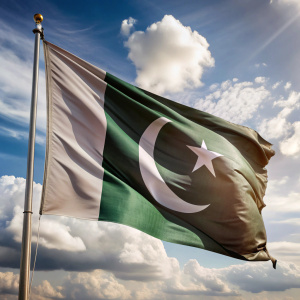 Pakistan of Flag, high-resolution, greeting, realistic, detailed, accurate, 8k resolution, ultra realistic, waving
