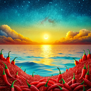 sea from chilli pepper background back view