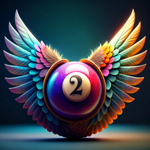 ultra realistic colorful winged billiard ball number 2