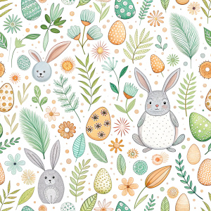 easter minimalist doodles seamless pattern tile, white ground