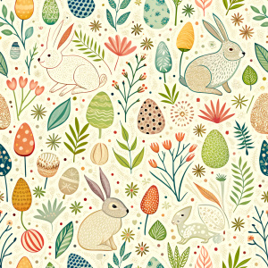 easter minimalist doodles seamless pattern tile, white ground