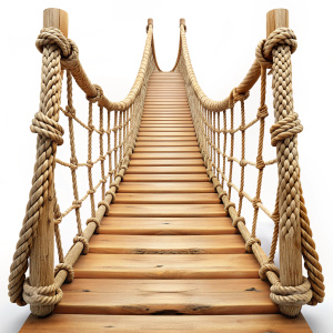 Wooden Bridge With Rope on white background - Recraft