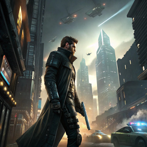 Cover art for Deus Ex Mankind Divided, featuring the protagonist in a futuristic setting. Action-packed design for Xbox One by Square Enix.