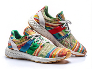 sport shoes made of wasted materials.