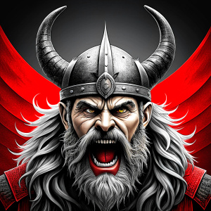 happy viking perfect realistic art, high-definition, high-definition grey and black, white background 