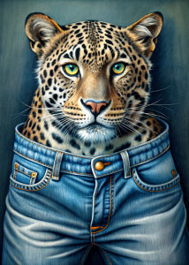 hoem de jeans rasgado e jaguar 