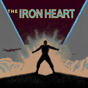 Promotional poster for 'The Iron Heart'. Main character, intense action pose. Vibrant colors and bold design. Cinematic poster style.