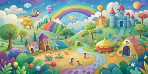 fondo ilustrativo con muchos colores para publico infantil sin personas