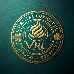 logo for a company called "vril" coffee company with teal and gold color