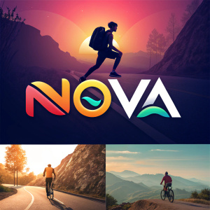 Modern logo designs for Nova brand. Bold font, vibrant colors, sleek and contemporary style. Each design showcases the Nova name prominently.