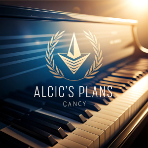 logo for Alice's piano class with lighter colour and a letter "A"