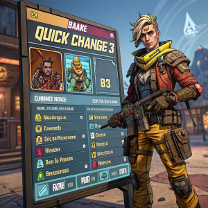 Screenshot from Borderlands 3 showcasing character customization options in the Quick Change menu.