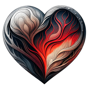 Style stickers. Create a heart shape with clean lines and smooth .Experiment with negative space to create an additional shape within the heart. Apply a subtle gradient to the heart symbol for a modern touch. Black and red only. White background, No Background, vector, 8K.