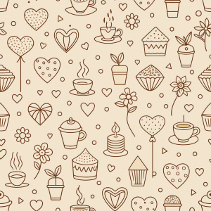 valentine day minimalist doodles for seamless pattern tile, light background