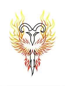 tattoo Aries rune fehu phoenix and fire