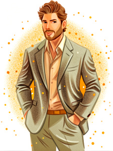 Sketch, cartoon full body, adult hot, Jensen Ackles, handsome face, ultrahandsome, formal brown, muscle, smile, illustration, details 