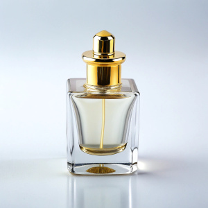 small perfume bottle on white background front view