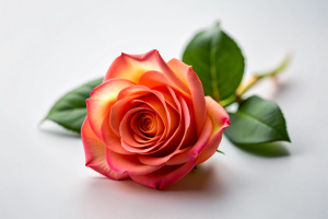 1 rose on a white background