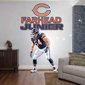 Brian Urlacher Fathead Junior decal, holographic effect, Chicago Bears room decor.