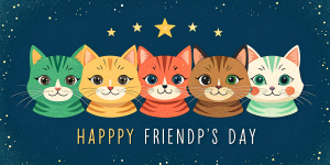 Friendship day design, Happy cats, minimalist style, cats all-encompassing design, design template, horizontal, 8k, UHD