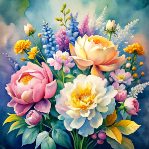 watercolor image ,Pink white Peonies Snowdrops, lobelia, canna,salvia , carnation, Common Crape Myrtle., Ranunculus viburnum, wax flower, dandelion, geranium , watercolor , watercolor , artichoke ,aster,pansy,poppy ,lavender,anemone ,oleander , succulent