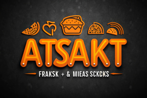Logotipo con la palabra "ATASKT" en color naranja divertido en fondo oscuro relacionado a la comida rápida y antojitos mexicanos