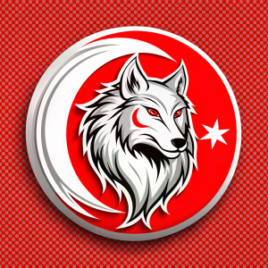 high quality wolf logo and red moon turkish flag background png white background transparan