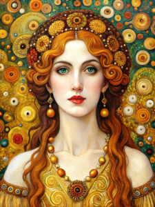 illustration, Aphrodite, Greek god, style of Gustav Klimt