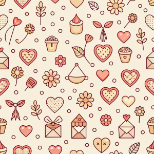 valentine day minimalist doodles for seamless pattern tile, light background