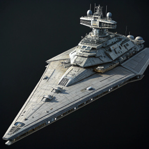 Star Wars: Gladiator-class Star Frigate, a massive gray battleship with numerous turrets and weaponry. Suspended against a dark void.