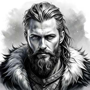 viking ragnar perfect realistic art, high-definition, high-definition grey and black, white background 