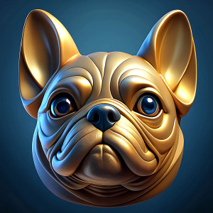 logo, French bulldog, 4k, gold