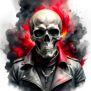 motorcycle biker skull tattoo design - perfect realistic art - high-definition - grey and black - white background 