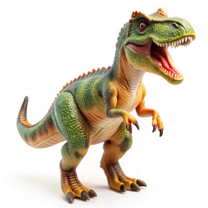 Dinosauro giocattolo per bambini con sfondo bianco