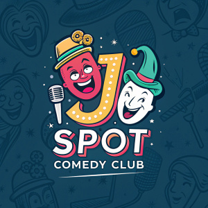 The J Spot Comedy Club logo, vibrant colors, playful font style.