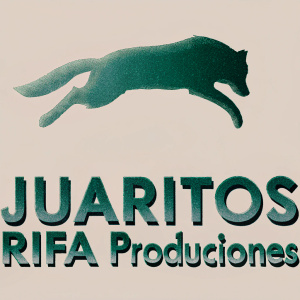 Logo of Juaritos Rifa Producciones featuring a leaping animal silhouette in bold design. Words 'Juaritos Rifa PRODUCCIONES' below, plain background