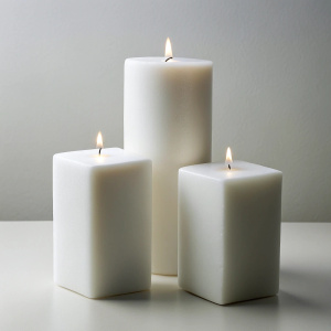 basic white block candle set