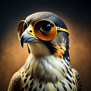 Peregrine falcon with retro glasses