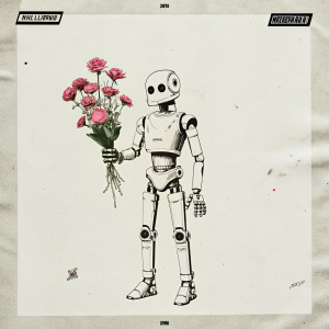 robot holding flowers