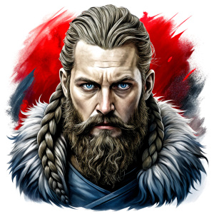 Nordic ragnar - perfect realistic art, high-definition grey and black, white background tattoo design