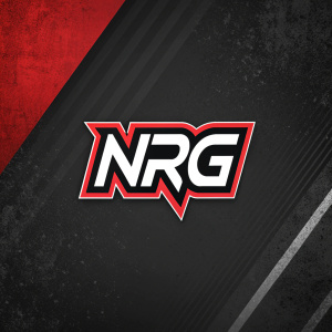NRG Esports logo, bold and modern, set against a dark, grunge-like background with a contrasting grayscale color scheme. The logo features a contemporary sans-serif font with sharp, clear lines. The 'NRG' text stands out prominently against the darker backdrop.