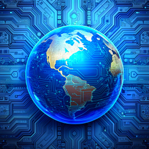 global blue circuit board  background