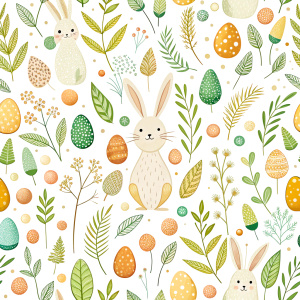 easter minimalist doodles seamless pattern tile, white ground